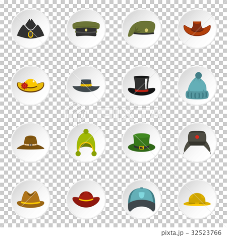 Headdress hat icons set in flat style 32523766