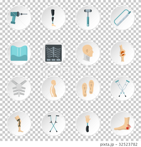 Orthopedics prosthetics icons set in flat style Orthopedics prosthetics icons set in flat style 32523782