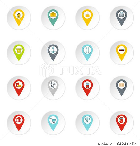 Points of interest icons set in flat style 32523787