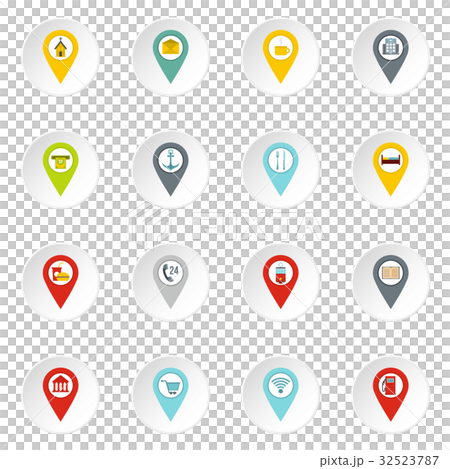 Points of interest icons set in flat style 32523787