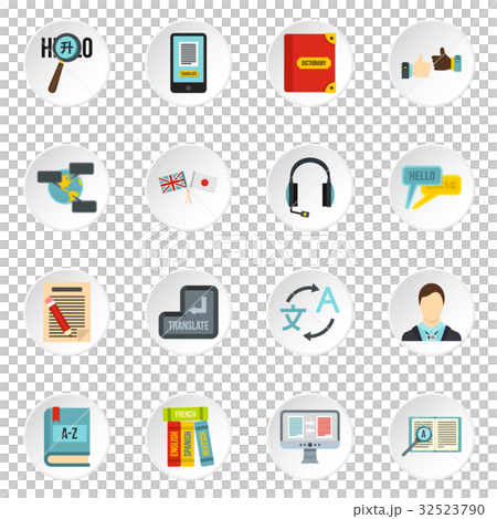Learning foreign languages icons set, flat style 32523790