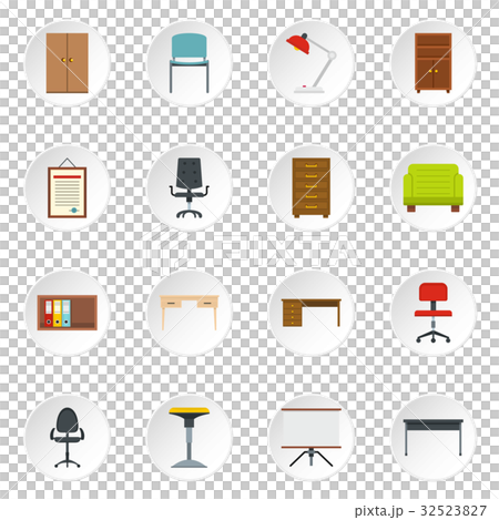 Office furniture icons set in flat style 32523827