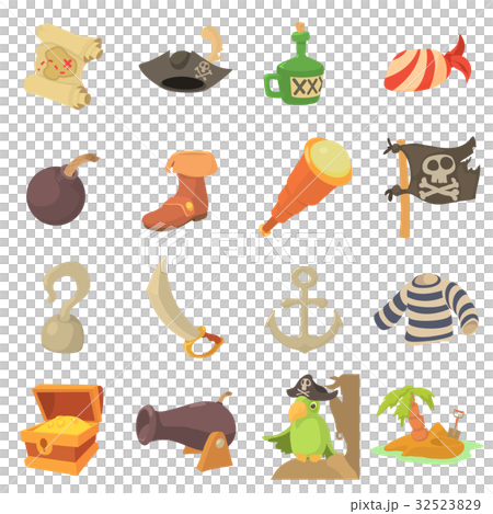 Pirate culture symbols icons set, cartoon style 32523829