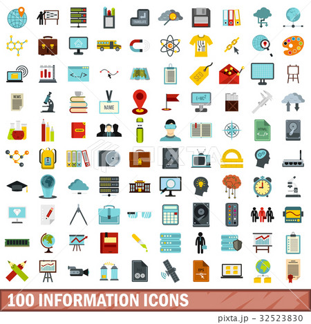 100 information icons set, flat style 100 information icons set, flat style 32523830