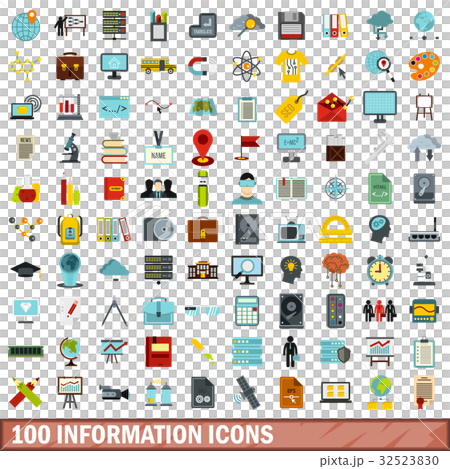 100 information icons set, flat style 100 information icons set, flat style 32523830