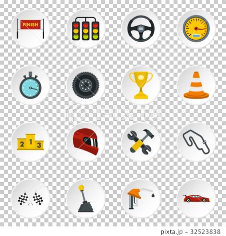 Racing speed set flat icons Racing speed set flat icons 32523838
