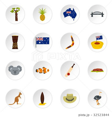 Australia travel icons set in flat style 32523844