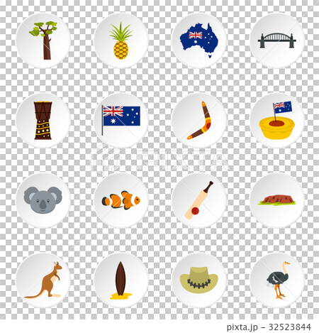 Australia travel icons set in flat style 32523844