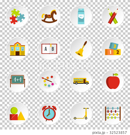 Kindergarten symbol icons set in flat style 32523857