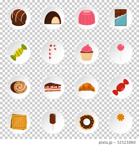 Sweets and candies icons set in flat style - Stock Illustration ...