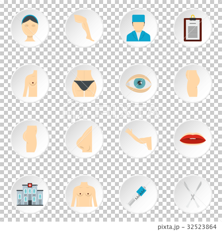 Plastic surgeon icons set in flat style Plastic surgeon icons set in flat style 32523864