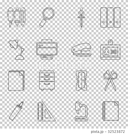 Stationery icons set, outline style Stationery icons set, outline style 32523872