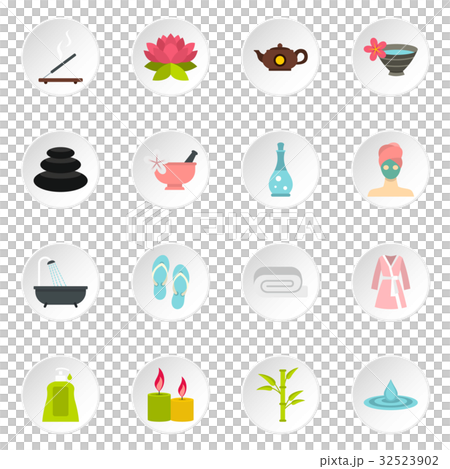 Spa treatments set flat icons 32523902