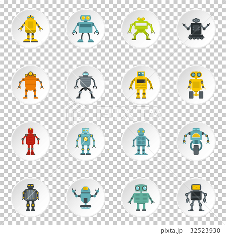Robot icons set in flat style - Stock Illustration [32523930] - PIXTA