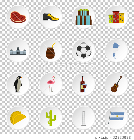 Argentina travel items icons set in flat style 32523958