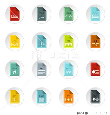 File format icons set, flat style 32523983