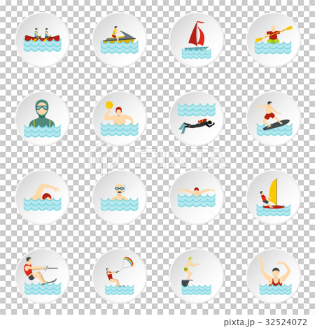 Water sport set flat icons - Stock Illustration [32524072] - PIXTA