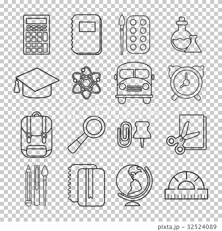 School education icons set, outline style School education icons set, outline style 32524089