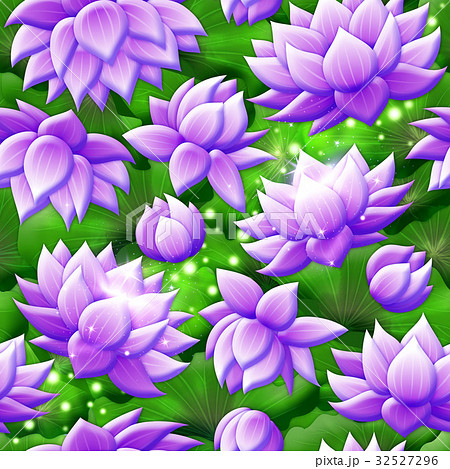 紫のハスの花のパターンのイラスト素材