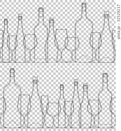Wine bottle & glass - Stock Illustration [32529217] - PIXTA