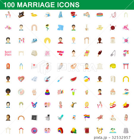 100 marriage icons set, cartoon style 100 marriage icons set, cartoon style 32532957