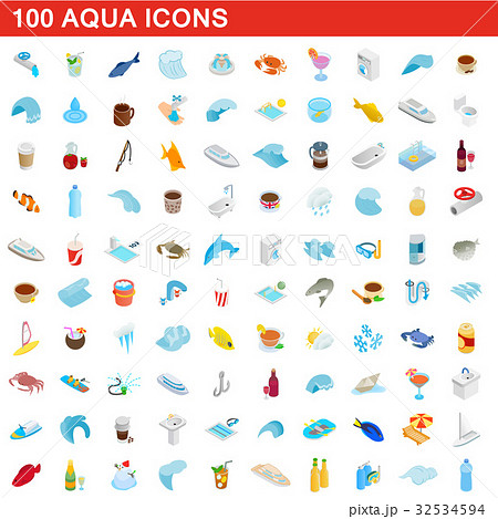 100 aqua icons set, isometric 3d style 100 aqua icons set, isometric 3d style 32534594