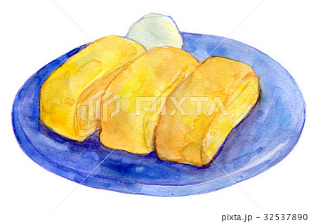 水彩イラスト 食品 卵焼きのイラスト素材