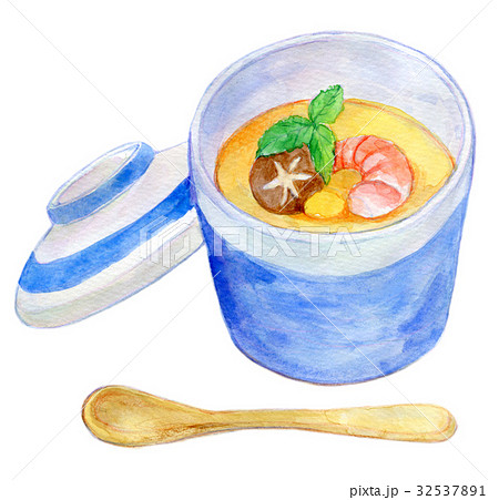 水彩イラスト 食品 茶碗蒸しのイラスト素材