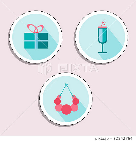 Bouquet of flower, hat, lipstick for woman ico Bouquet of flower, hat, lipstick for woman ico 32542764