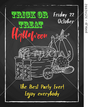 Halloween holiday chalk poster for party. Textured 32542892