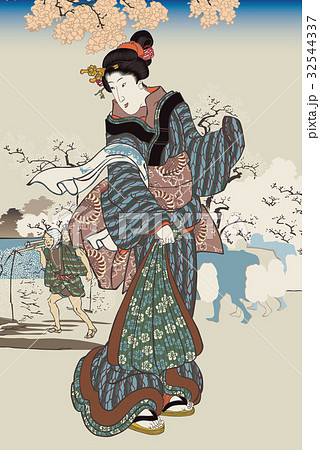 歌川國芳 隅田川之朝霧のイメージイラスト 32544337