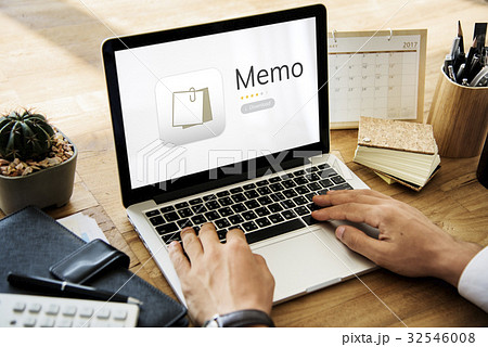 Illustration of personal organizer notepad on laptop Illustration of personal organizer notepad on laptop 32546008