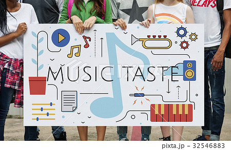 Music Taste Passion Lifestyle Word Graphic 32546883