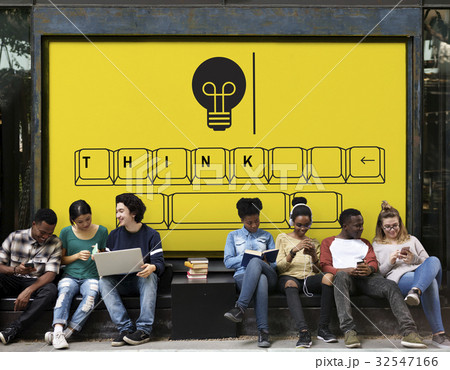 Light bulb with keyboard graphic 32547166