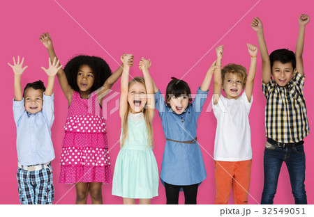 Little Children Friends Hands Up 32549051