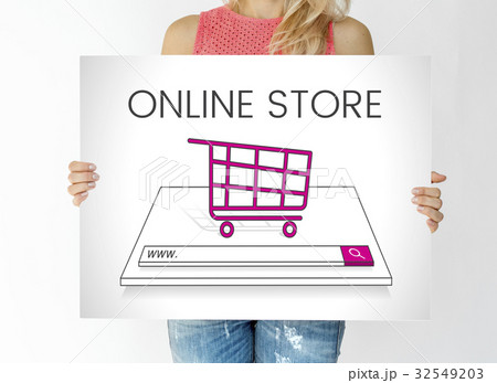 Woman holding network graphic overlay billboard Woman holding network graphic overlay billboard 32549203