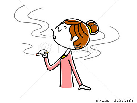 タバコを吸う女性のイラスト素材 32551338 Pixta