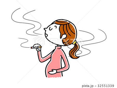 タバコを吸う妊婦のイラスト素材 32551339 Pixta