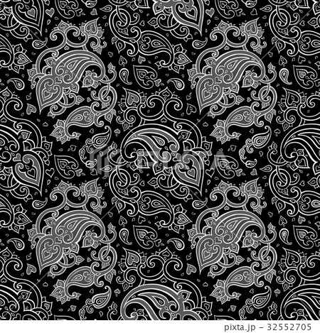 Paisley Beautiful Silver Seamless Background のイラスト素材