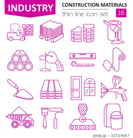 Construction and finishing materials icon set 32554007