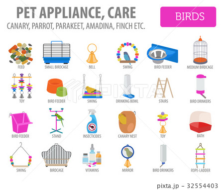 Pet appliance icon set flat style isolated white 32554403