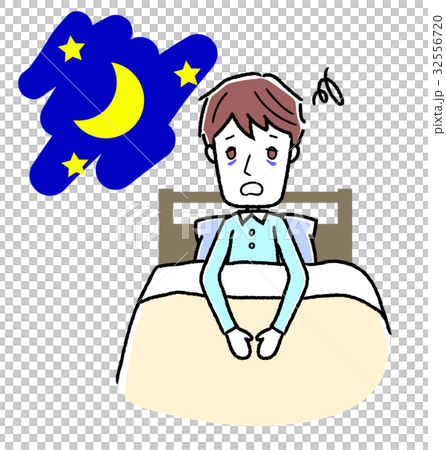 不眠症 睡眠不足のイラスト素材