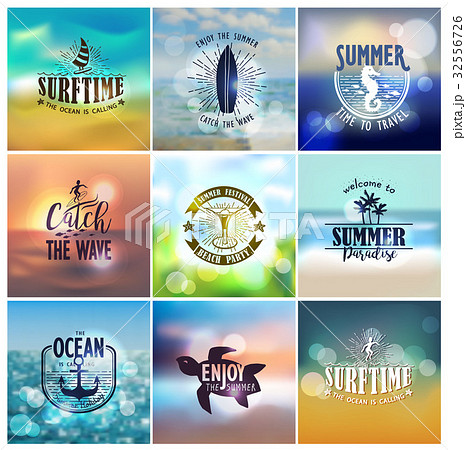Vector set of summer travel and vacation designs Vector set of summer travel and vacation designs 32556726