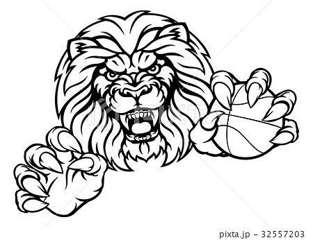 Lion Basketball Ball Sports Mascotのイラスト素材