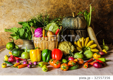 still life  Vegetables, Herbs and Fruits. 32557356