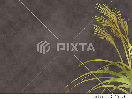 ススキと鈴虫（黒屏風よこ） 32559269