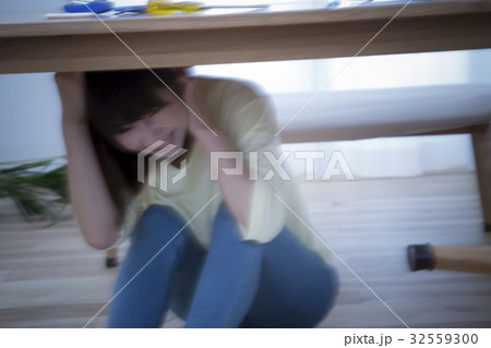 大地震発生イメージ 横揺れイメージ(ブレ表現) 大地震発生イメージ 横揺れイメージ(ブレ表現) 32559300