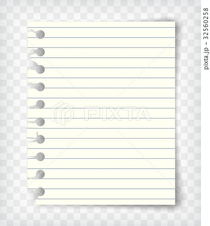 Blank lined note book page with torn edge 32560258