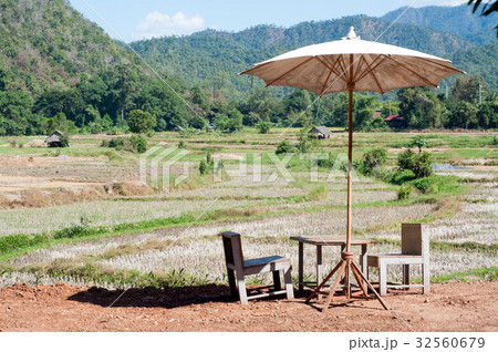 Table for sitting during the farm. 32560679