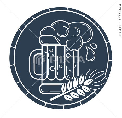 silhouette glass of beer and barley silhouette glass of beer and barley 32563820